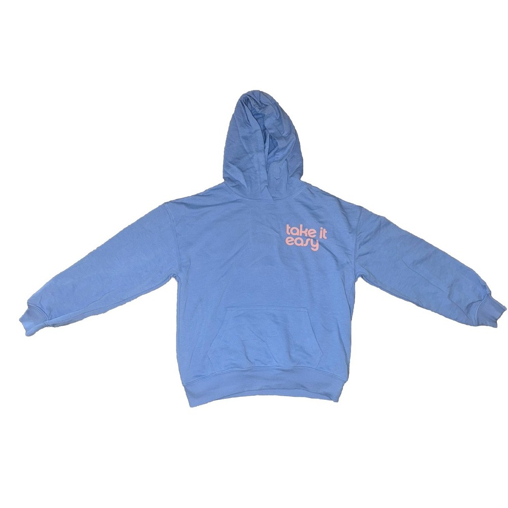 Grayson Threads Kids Unisex "Take It Easy"  Smiley Hoodie Pink Periwinkle Blue